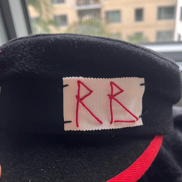 Ruslan Baginskiy Wool Baker Boy / Military Cap – Black & Red – Handmade Detail main image 7